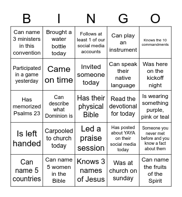 Human Bingo Card