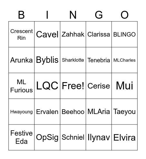 E7 Adjustment Bingo Card