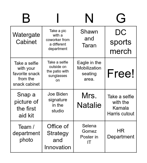 August Staff Appreciation BINGO Card