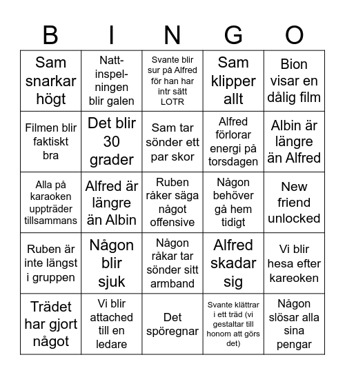 Filmkollo bingo Card
