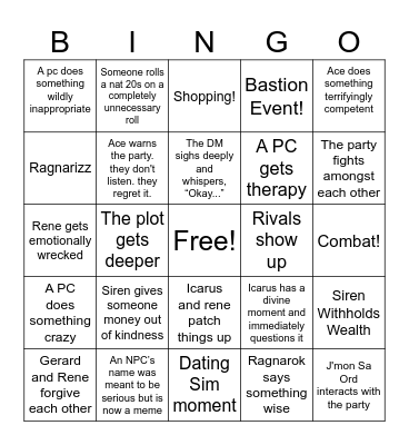 Cotn Session 17: Clearing the Fog Bingo Card