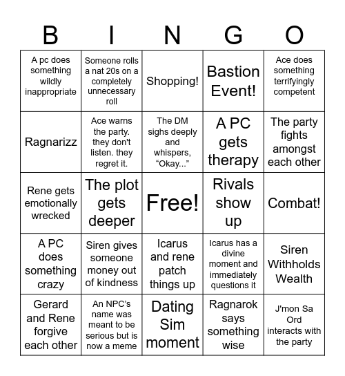 Cotn Session 17: Clearing the Fog Bingo Card