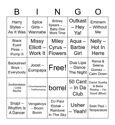Discobus Muziekbingo Card