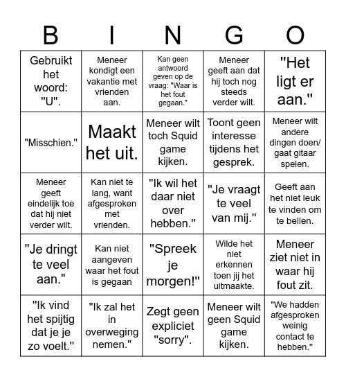 50 tinten van vermijden: Timo-editie. Bingo Card