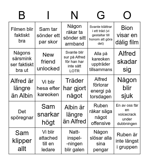 Filmkollo bingo Card