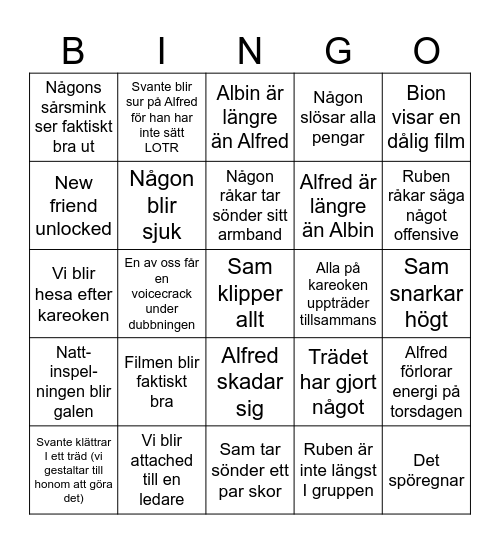 Filmkollo bingo Card