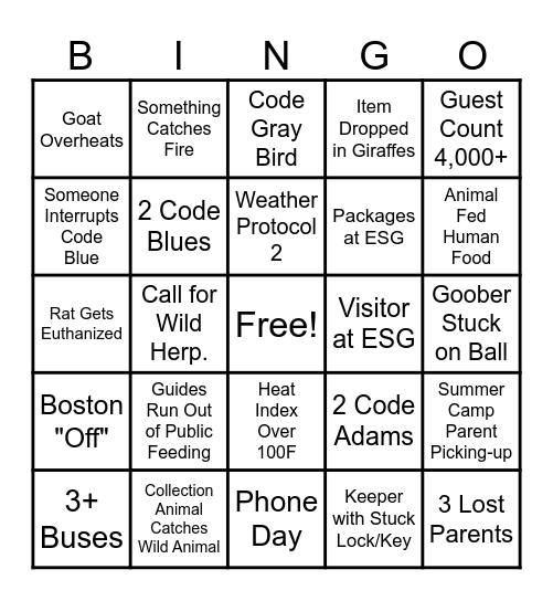 $5 Day Bingo Card