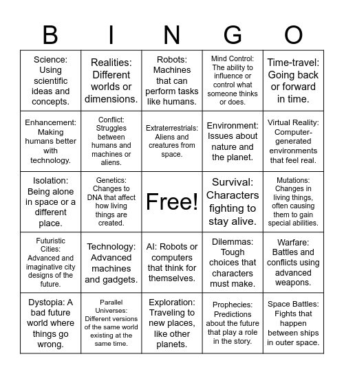 Science Fiction Cenventions Bingo Card