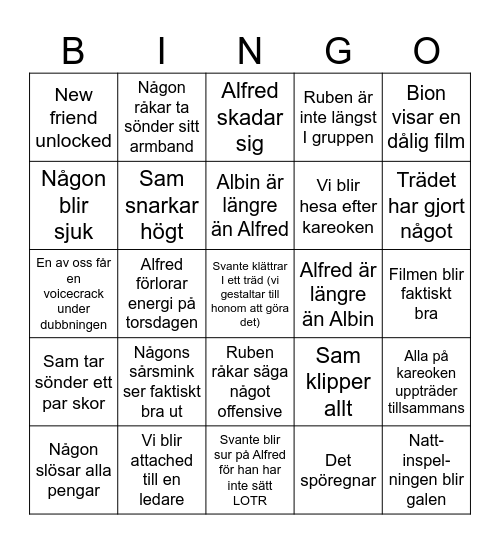 Filmkollo bingo Card