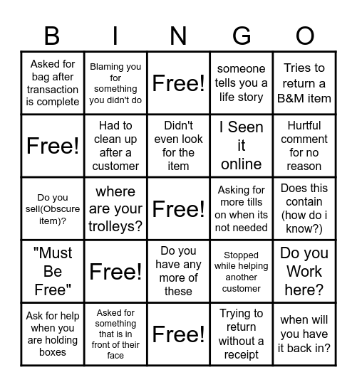 Home Bargains Bingo Card