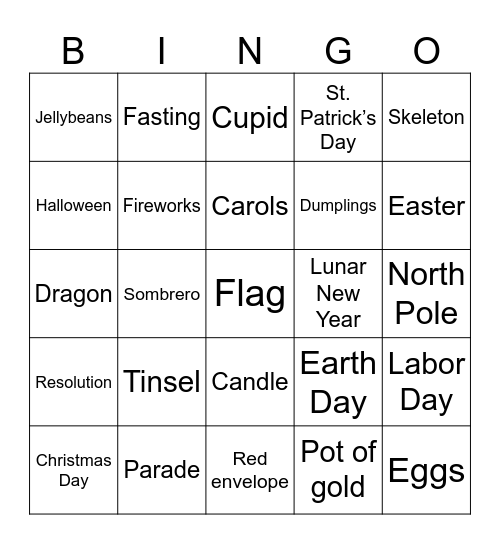 Holiday Bingo Card