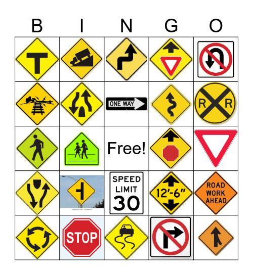 Driver Ed Sign BINGO Card