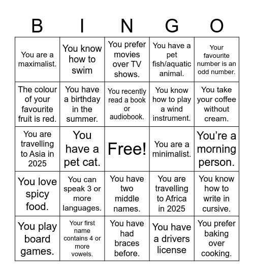Human Bingo Card