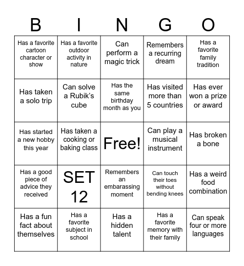 set12 Bingo Card