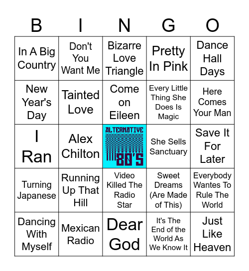 I Want My MTV! Bingo Card