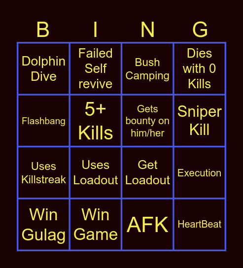 Emzias WARZONE Bingo! Bingo Card