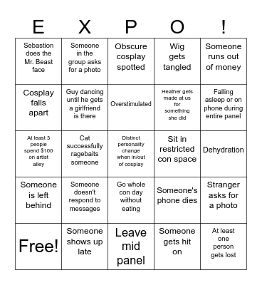 Anime Expo 2025 Bingo Card