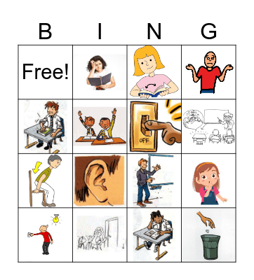 Classroom English Bingo Card