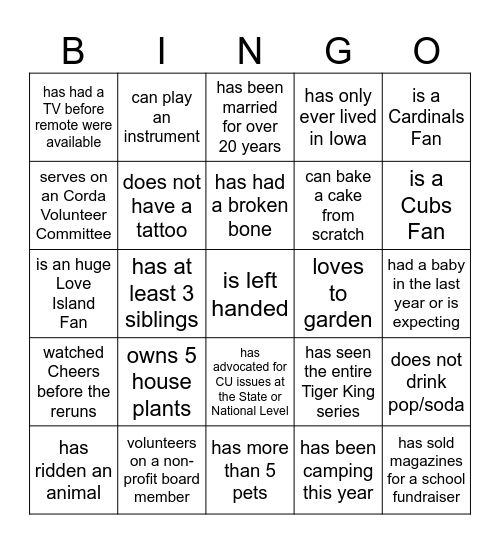 Someone Who Bingo Card