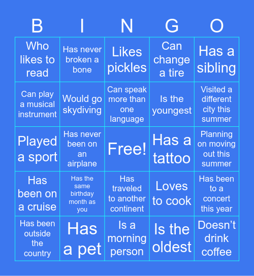 Find Someone Who... Bingo Card