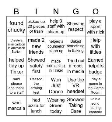 Steve and Kates Camper Bingo Card