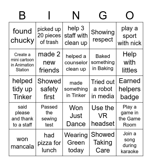 Steve and Kates Camper Bingo Card