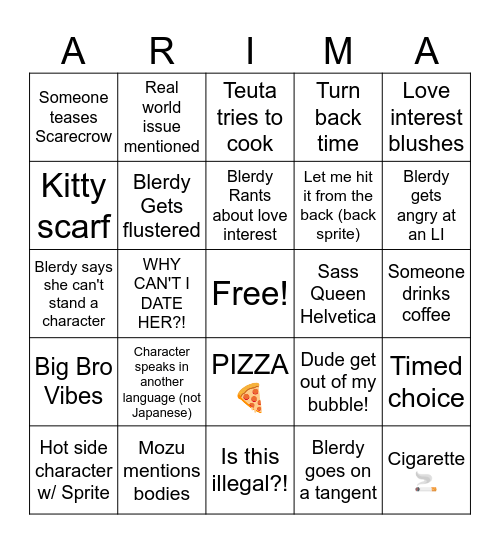 BUSTAFELLOWS Season 2 Bingo Card