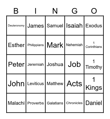 BIBLE BINGO Card
