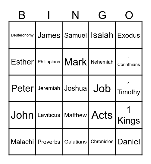 BIBLE BINGO Card