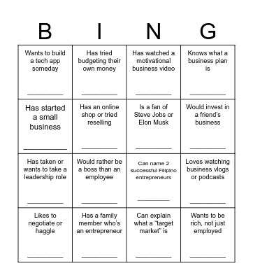 Founder's Bingo Card