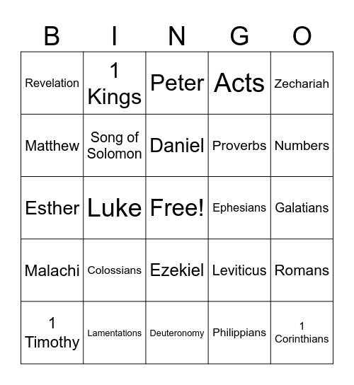 BIBLE BINGO Card
