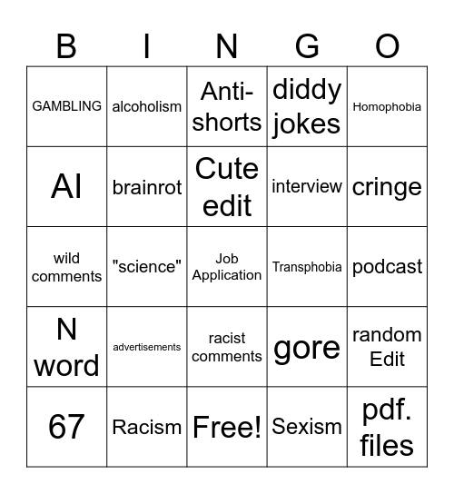 Reels Bingo Card