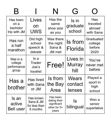 Find someone who… Bingo Card