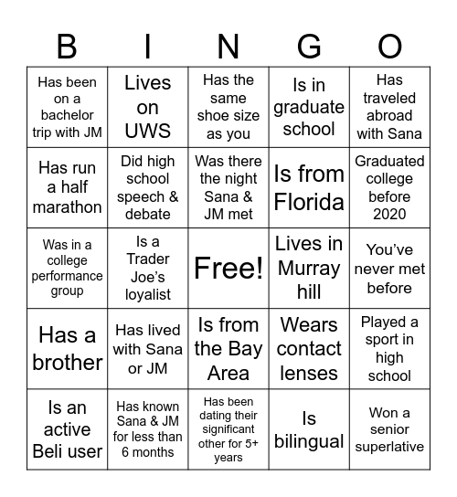 Find someone who… Bingo Card