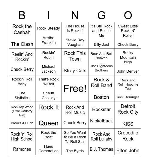 Dave Rocks! Bingo Card