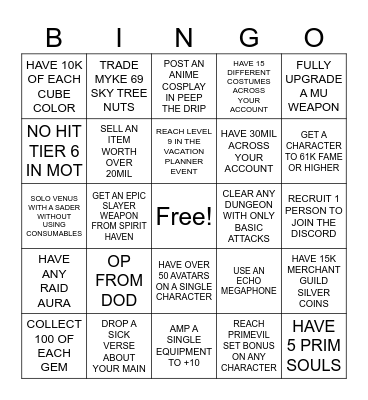 THICC BOIS Bingo Card