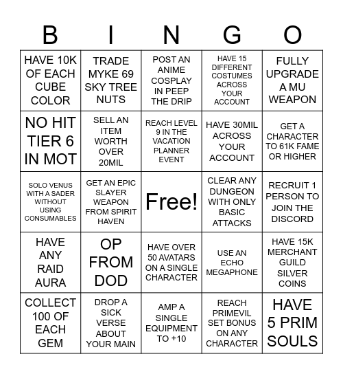 THICC BOIS Bingo Card