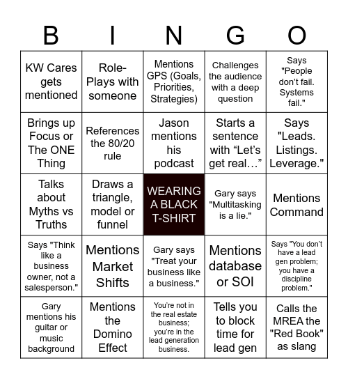 WWGD? Gary Keller and Jason Abram's List to Last Bingo Card