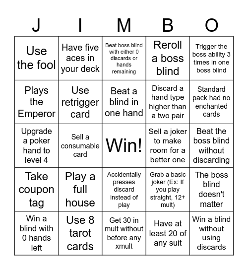 Balatro Bingo Card
