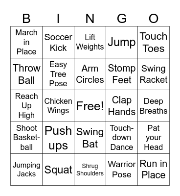 Physical Education BINGO! Bingo Card