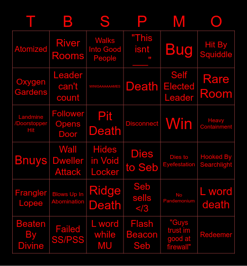 TBS PMO Bingo Card