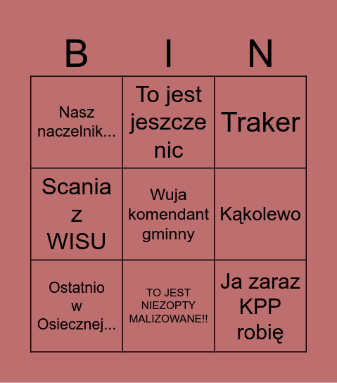 Wampir bingo Card