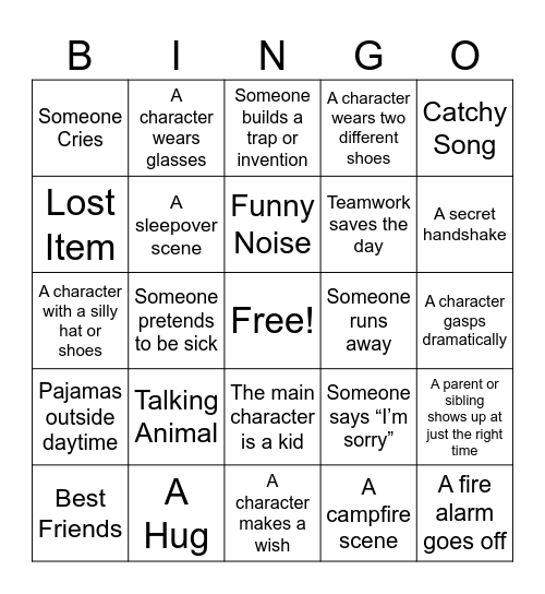 movie day Bingo Card