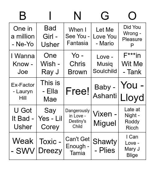 Prey RnB Bingo! Bingo Card