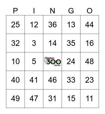 Pingo at station 300 Bingo Card