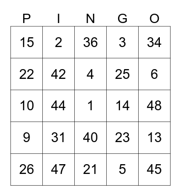 Pingo at station 300 Bingo Card