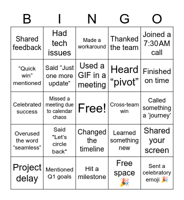 End-of-the-Year Project Bingo Card