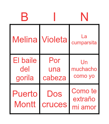 BINGO MUSICAL Bingo Card