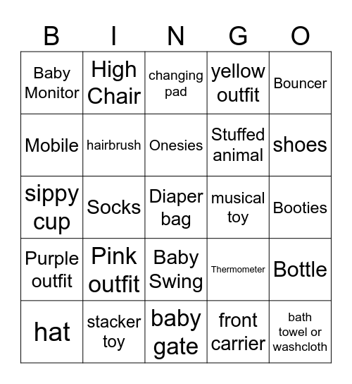 Swiftie Baby Bingo Card