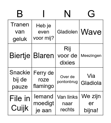 4e dag Vierdaagse Bingo Card
